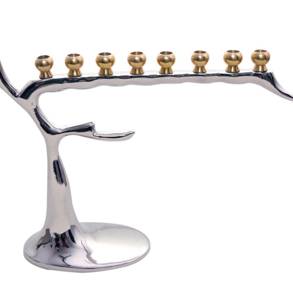 Modern Silver and Gold Menorah - Decorative Hanukkah Candle Holder